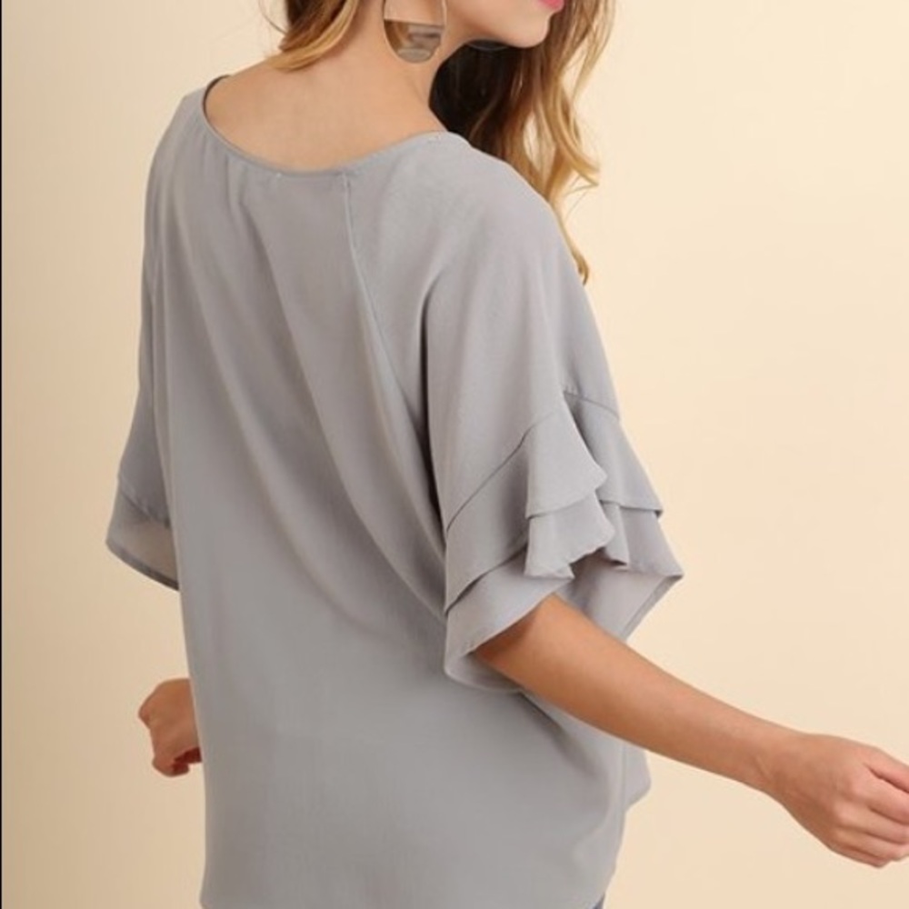 Grey Ruffle Top - Picture 2 of 2